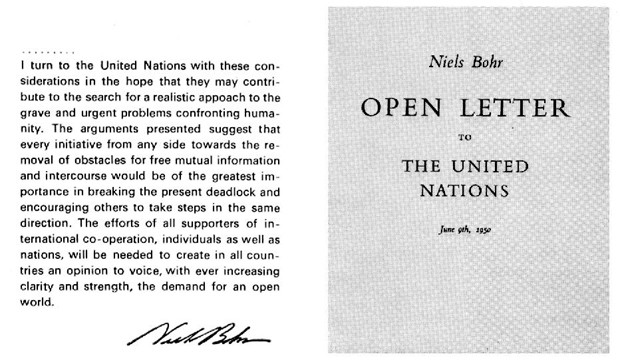 Niels Bohr Open Letter to UN (www.nbi.dk).